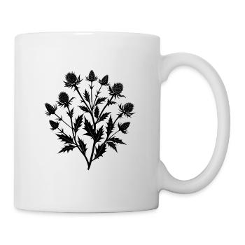 Schottischer Distelpflanzen-Zweigstrauß - Tasse - Weiß - Rechts