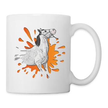 A grey horse in an orange inkblot - Mug - white - Right