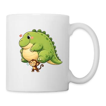 Affe trägt Dinosaurier  - Tasse - Weiß - Rechts