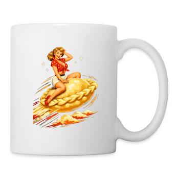Pelmeni Pin-Up: Fliegende Teigtasche Retro Art - Tasse - Weiß - Rechts