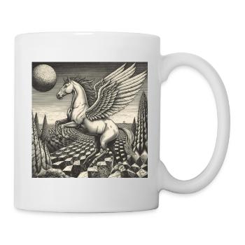 Cheval d’aile au-dessus de la terre lunaire - Mug blanc - blanc - Droite