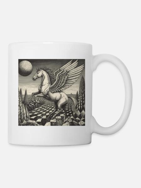 Winghorse über dem Mondland - Tasse - Weiß