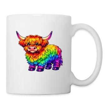 Lebendige Regenbogen-Highland-Kuh - Tasse - Weiß - Rechts