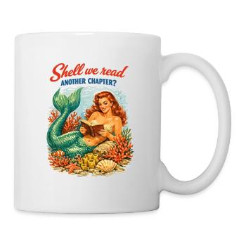 Retro Meerjungfrau: Shell We Read Another Chapter? - Tasse - Weiß - Rechts