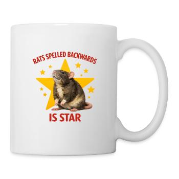 RATS spelled BACKWARDS is STAR ! Funny Rat Design - Tasse - Weiß - Rechts