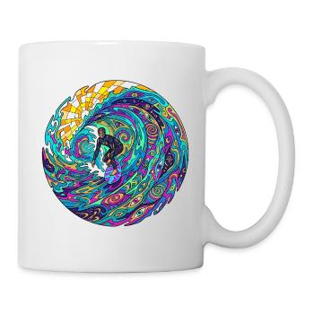 Psychedelische Surfwelle - Tasse - Weiß - Rechts