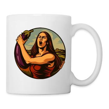Femme Pop Art avec Aubergine - Mug blanc - blanc - Droite