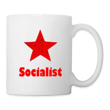Roter Stern Sozialist Logo Shirt - Tasse - Weiß - Rechts