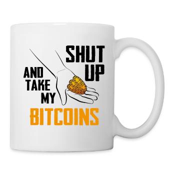 Bitcoin Handmünzen Emblem / Nimm meinen Bitcoin - Tasse - Weiß - Rechts