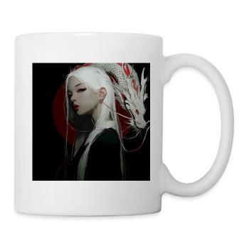 Moon Dragon Noir : Dragon aux Cheveux Blancs - Mug blanc - blanc - Droite