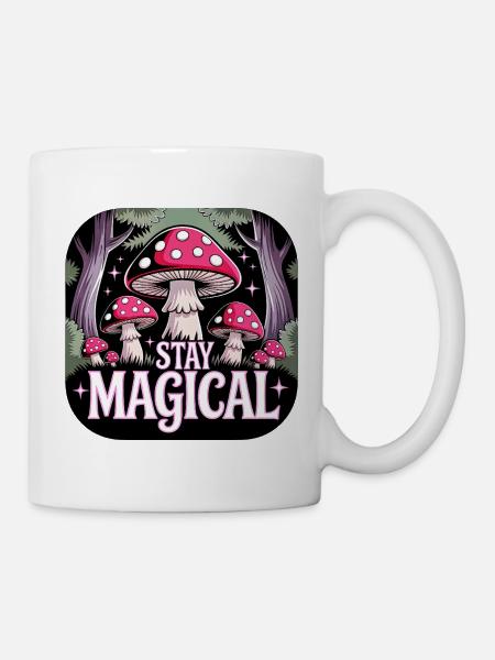 Restez magique dans la forêt de champignons - Mug blanc - blanc