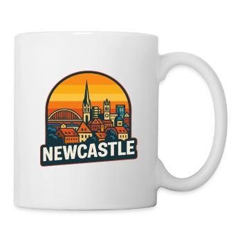 Newcastle Skyline Retro Sunset Geordie Design - Mug - white - Right