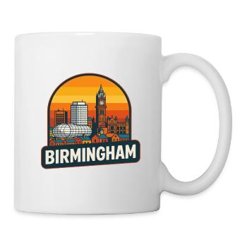 Vintage Birmingham Skyline Retro Sonnenuntergangsdesign - Tasse - Weiß - Rechts