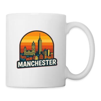 Manchester Skyline Retro Sunset Vintage Art - Mug blanc - blanc - Droite