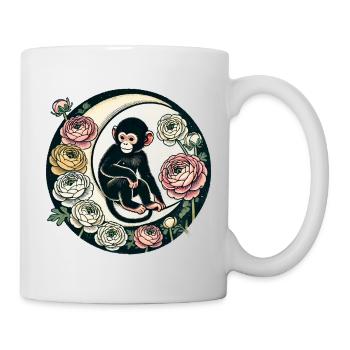Mondbeschienener Affen-und-Rosen-Kreis - Tasse - Weiß - Rechts
