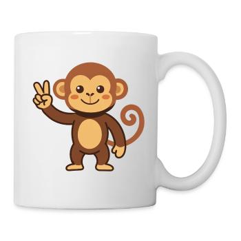 Monkey with peace sign illustration - Mug - white - Right