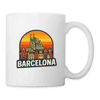 Barcelona Skyline Retro Sonnenuntergang Sagrada Familia - Tasse - Weiß - Rechts