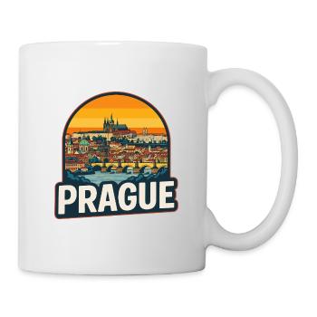 Prager Skyline Retro Sonnenuntergang Vintage-Design - Tasse - Weiß - Rechts