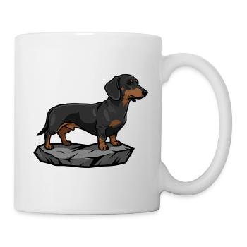 Dachshund Dog on Rock Portrait - Mug - white - Right