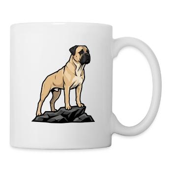 Bullmastiff-Hund auf Felsen Porträt Rehfawn Black - Tasse - Weiß - Rechts