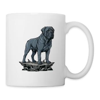 Neapolitanischer Mastiffhund auf dem Rock Blue Portrait - Tasse - Weiß - Rechts