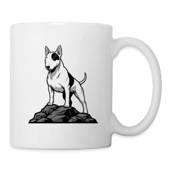 Bullterrier-Hund auf Felsbild weißer Fleck - Tasse - Weiß - Rechts