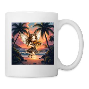 La Fée Violoniste au Coucher de Soleil Tropical - Mug blanc - blanc - Droite
