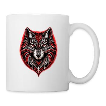 Red and Black Tribal Wolf - Mug - white - Right