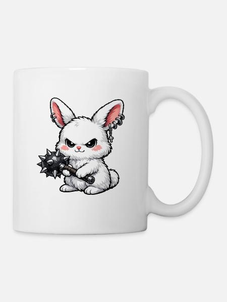 Lapin câlin avec marteau à pointes - Mug blanc - blanc