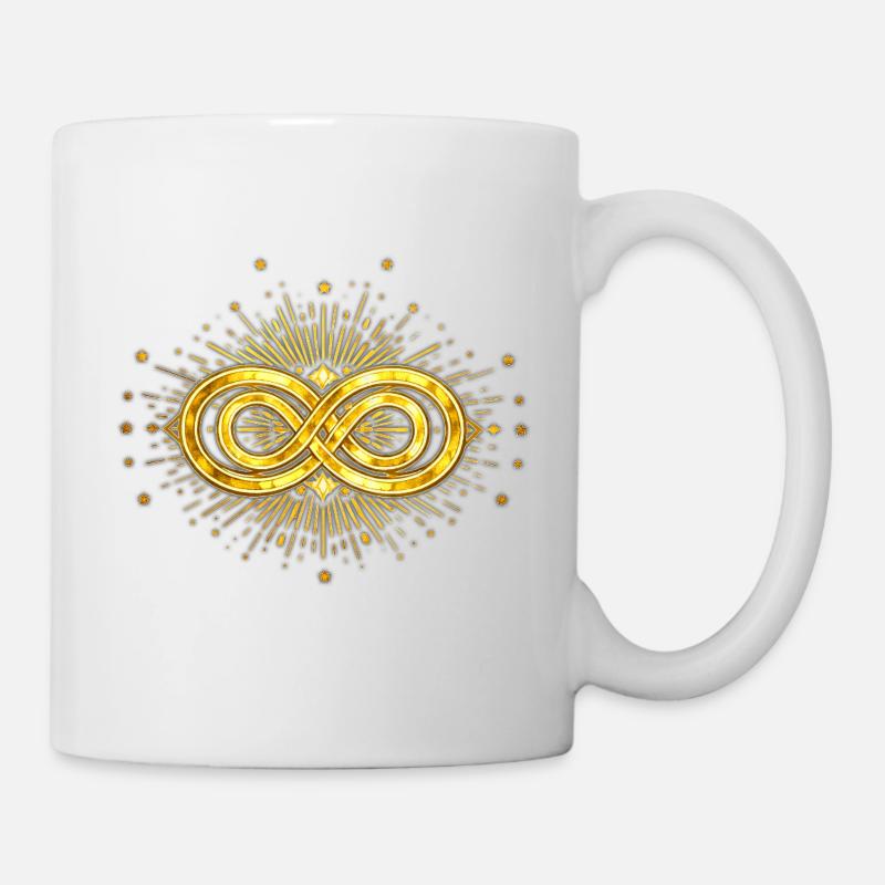 Symbole Infini doré et éclats stellaires - Mug blanc - blanc