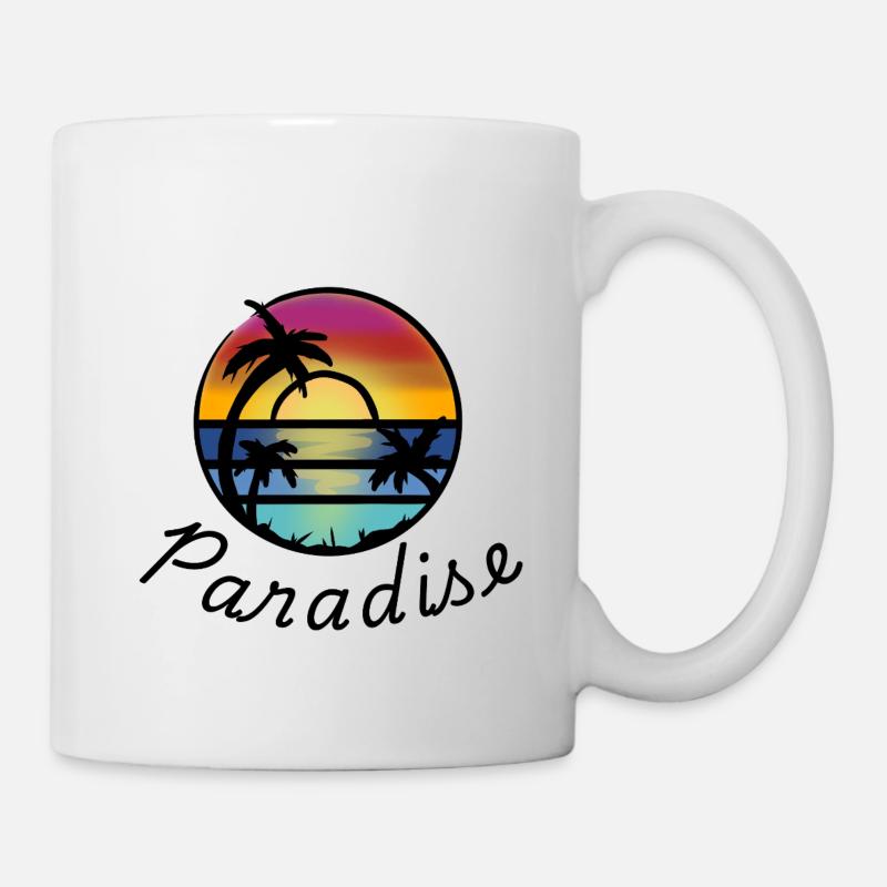 Sunset Palm Circle - Tasse - Weiß
