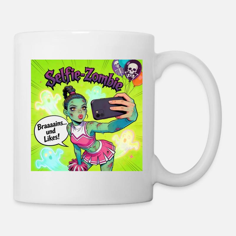 Pom-pom girl néon zombie selfie - Mug blanc - blanc