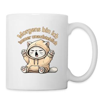 Funny sleepy cat design mit Spruch - Tasse - Weiß - Rechts