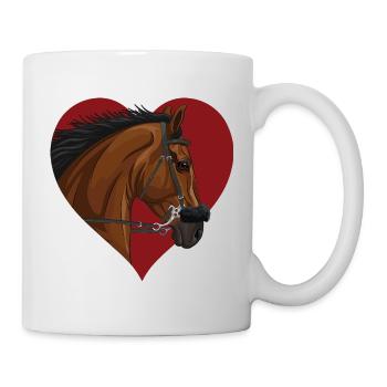 Der Kopf eines braunen Pferdes und ein Herz - Tasse - Weiß - Rechts