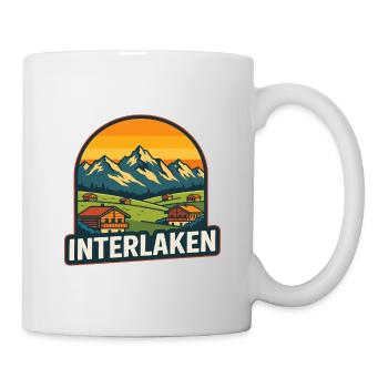 Interlaken Switzerland Retro Sunset Mountain Art - Mug - white - Right