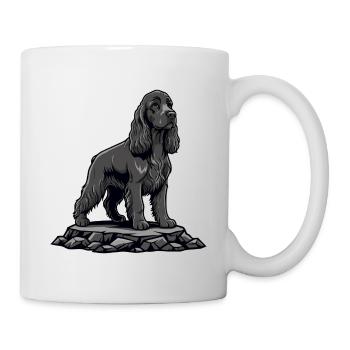 Cocker Spaniel Dog on Rock Black Portrait - Mug - white - Right