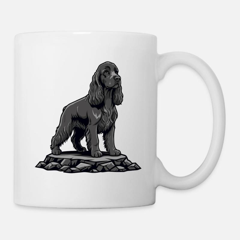 Cocker Spaniel Dog on Rock Black Portrait - Mug - white