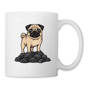 Mops auf Fels-Porträt Rehkitz süß - Tasse - Weiß - Rechts