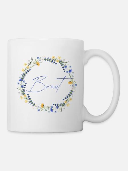Brautblumenkranz "Braut" - Tasse - Weiß