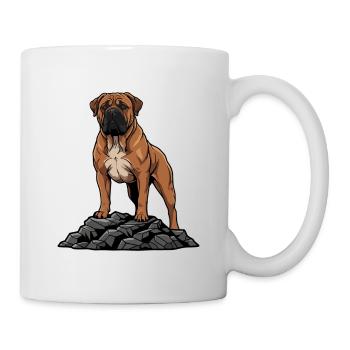 Boerboel Hundeporträt Rehkitzmaske Schwarz - Tasse - Weiß - Rechts