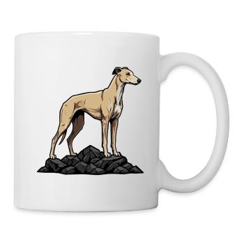 Chien Greyhound sur Rocher Portrait Lévrier Sable - Mug blanc - blanc - Droite