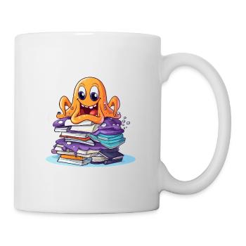 Lernoctopus mit Bücherstapel - Tasse - Weiß - Rechts