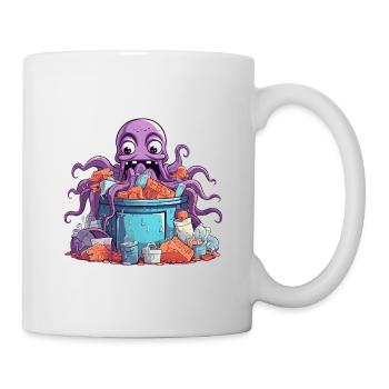 Lila Kraken im Eimer Chaos - Tasse - Weiß - Rechts