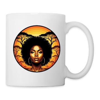 Afro-Portraet im Sonnenuntergang-Safari - Tasse - Weiß - Rechts