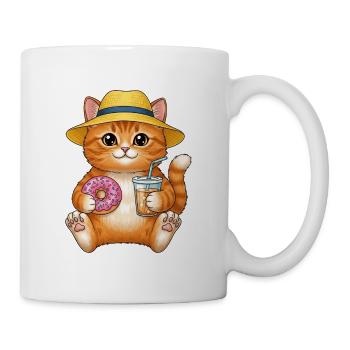 Süßes Katzen-Weihnachts-T-Shirt – Kawaii Sommerdesign - Tasse - Weiß - Rechts