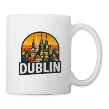 Dublin Ireland Retro Sunset Skyline Design - Mug blanc - blanc - Droite