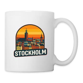 Stockholm Sweden Retro Sunset Skyline Design - Mug - white - Right