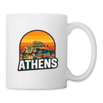 Athens Skyline Retro Sonnenuntergang Parthenon Kunst - Tasse - Weiß - Rechts