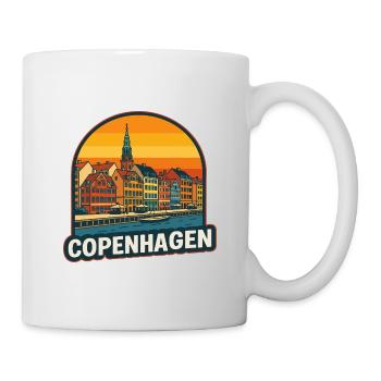 Skyline rétro de Copenhague Nyhavn Art - Mug blanc - blanc - Droite