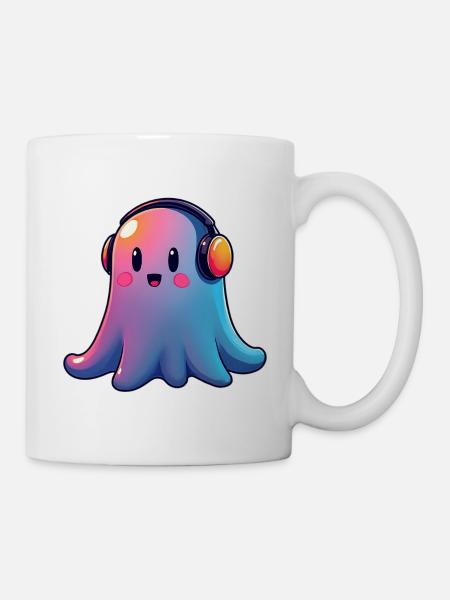 Gespenst mit Kopfhörern - Tasse - Weiß